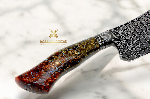 DM15 - WONDERFUL RAINDROP DAMASCUS CLEAVER