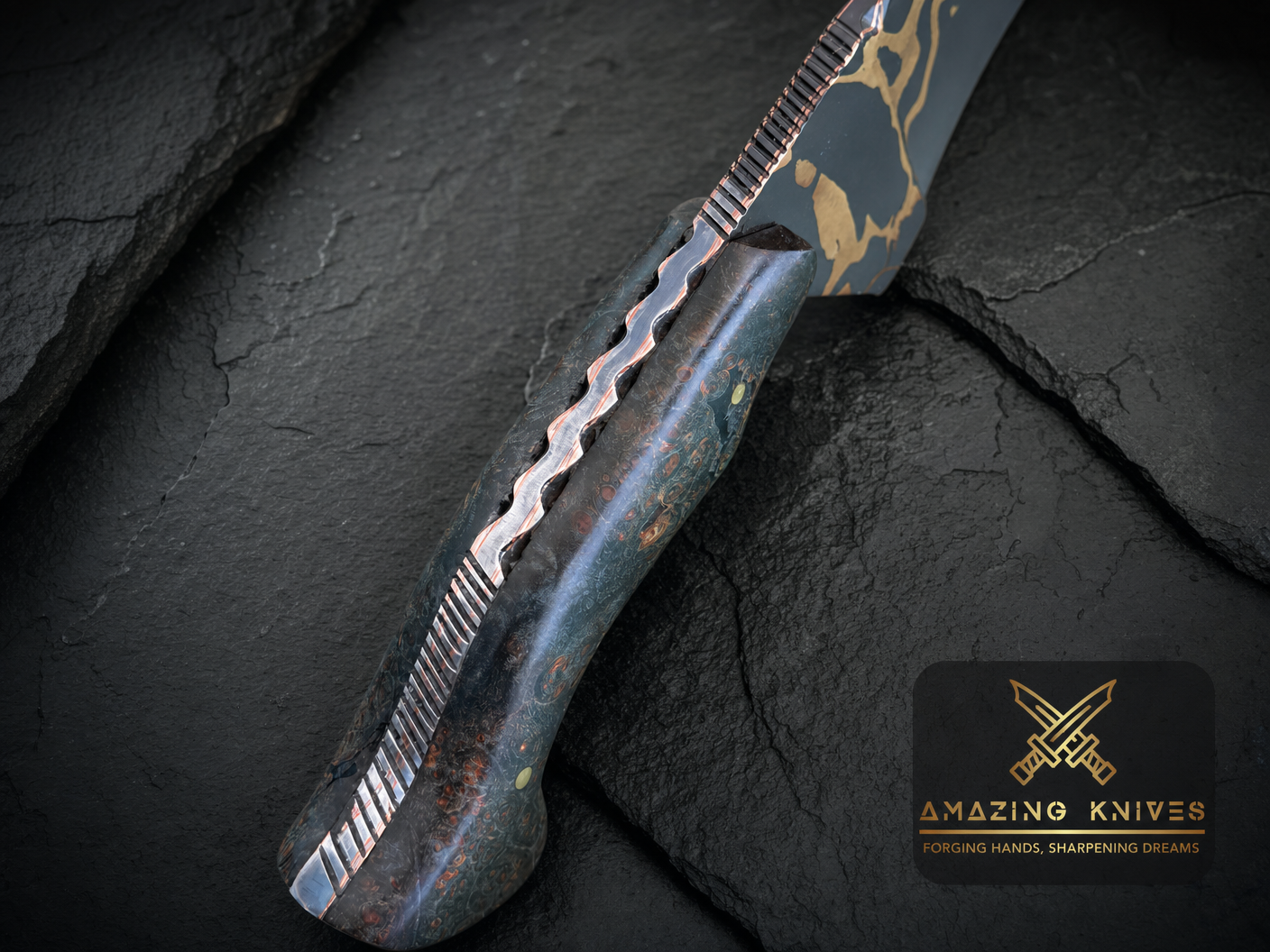 CM35 - SPECTACULAR BOWIE COPPERMAI MOKUME GANE CHEVRON